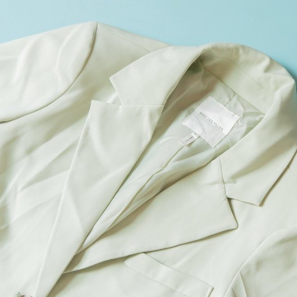 NEW Avec Les Filles Sage Mint Green Cropped Stretch Crepe Blazer Sz Small - Picture 3 of 9